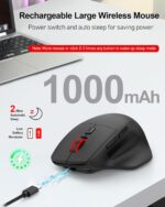 Redragon Large Wireless Gaming Mouse for Big Hands, Tri-Modes 2.4G/Bluetooth/Wired Rechargeable Ergo RGB Mouse with 2 Side Buttons, 12800 DPI, 6 Backlit Modes, Programmable Macro Gamer Mouse - Image 9