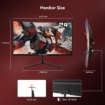 24 inch Curved Monitor 100Hz 1ms, Computer Gaming Monitor FHD 1920×1080P,3000:1 Contrast Ratio, with FreeSync & Eye-Care Technology, HDMI×1,VGA×1 for Gaming Home Office,Wall Mount Install - Image 6