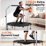 BCAN 40/48" Foldable Mini Trampoline Max Load 330lbs/440lbs, Fitness Rebounder with Adjustable Foam Handle, Exercise Trampoline for Adults Indoor/Garden Workout - Image 5