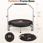 BCAN 40/48" Foldable Mini Trampoline Max Load 330lbs/440lbs, Fitness Rebounder with Adjustable Foam Handle, Exercise Trampoline for Adults Indoor/Garden Workout - Image 9