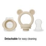 PandaEar 3 Pack Baby Fruit & Food Feeder Pacifier, Silicone Feeder Pacifier with 3 Sizes Pouches for Babies Toddlers Infants Kids, BPA-Free Food Grade Soft Safe (Tan/Grey/Brown) - Image 5