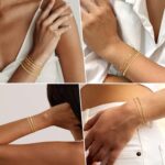 adoyi Gold Bracelets for Women, 14K Gold Plated Stackable Bracelet Stack Set Adjustable Charm Paperclip Chain Cuban Link Layered Waterproof Jewelry Sets Gifts for Womens 6.0/6.8/7.2" - Image 4