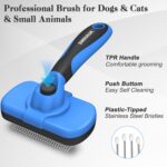 Swihauk Self Cleaning Slicker Brush - Skin Friendly Deshedding Grooming Tool for Dogs & Cats, Suitable for Shedding & Haired Pets, with Pet Supplies Accessories, Blue - Image 3
