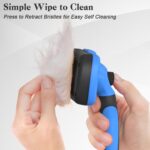 Swihauk Self Cleaning Slicker Brush - Skin Friendly Deshedding Grooming Tool for Dogs & Cats, Suitable for Shedding & Haired Pets, with Pet Supplies Accessories, Blue - Image 4