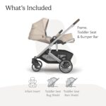 UPPAbaby Cruz V3 Stroller - from Birth + Car Seat Compatible - Full-Size, Reversible Seat - Infant Insert, Bug and Rain Shields Included - Declan (Oat Mélange/Silver Frame/Chestnut Leather) - Image 3