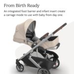 UPPAbaby Cruz V3 Stroller - from Birth + Car Seat Compatible - Full-Size, Reversible Seat - Infant Insert, Bug and Rain Shields Included - Declan (Oat Mélange/Silver Frame/Chestnut Leather) - Image 5