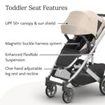 UPPAbaby Cruz V3 Stroller - from Birth + Car Seat Compatible - Full-Size, Reversible Seat - Infant Insert, Bug and Rain Shields Included - Declan (Oat Mélange/Silver Frame/Chestnut Leather) - Image 6