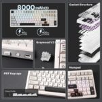 EPOMAKER x Aula F99 Wireless Mechanical Keyboard, Hot Swappable Gasket Custom Gaming Keyboard with Five-Layer Padding, Bluetooth/2.4GHz/USB-C, 8000mAh Battery (White Grey, Graywood V3 Switch) - Image 3