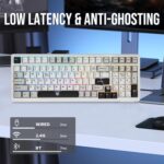 EPOMAKER x Aula F99 Wireless Mechanical Keyboard, Hot Swappable Gasket Custom Gaming Keyboard with Five-Layer Padding, Bluetooth/2.4GHz/USB-C, 8000mAh Battery (White Grey, Graywood V3 Switch) - Image 6