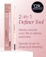 Mineral Fusion Retractable Brow Pencil (Medium Brown) - TZR 2025 Beauty Heroes Award Winner - Shape & Define Eyebrow with Blending Spoolie Brush - Velvety Smooth, Long-Lasting Color - Vegan Formula - Image 3