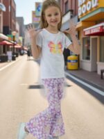 Kid Toddler Girl Clothes Outfits Short Sleeve Butterfly Top Flared Leg Pants Summer Clothing Set - Image 4
