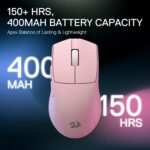 Redragon M916 PRO 3-Mode Wireless Gaming Mouse, 49G Ultra-Light 26K DPI Mouse w/Ergonomic Natural Grip Build, Full Programmable Buttons, Software Supports DIY Keybinds & DPI (1K Hz, Pink) - Image 7
