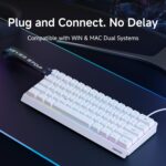 EWEADN F61 60% Gaming Keyboard Wired, RGB Backlit Membrane Gaming Keyboard with PBT Keycaps, Compact Design, Lanyard Wired Keyboard for Mac/Win-White - Image 3