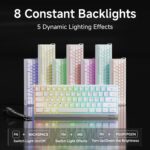 EWEADN F61 60% Gaming Keyboard Wired, RGB Backlit Membrane Gaming Keyboard with PBT Keycaps, Compact Design, Lanyard Wired Keyboard for Mac/Win-White - Image 4