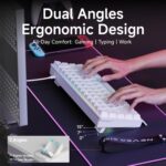 EWEADN F61 60% Gaming Keyboard Wired, RGB Backlit Membrane Gaming Keyboard with PBT Keycaps, Compact Design, Lanyard Wired Keyboard for Mac/Win-White - Image 5