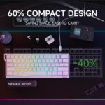 EWEADN F61 60% Gaming Keyboard Wired, RGB Backlit Membrane Gaming Keyboard with PBT Keycaps, Compact Design, Lanyard Wired Keyboard for Mac/Win-White - Image 6