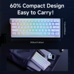 EWEADN F61 60% Gaming Keyboard Wired, RGB Backlit Membrane Gaming Keyboard with PBT Keycaps, Compact Design, Lanyard Wired Keyboard for Mac/Win-White - Image 8