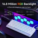 EWEADN F61 60% Gaming Keyboard Wired, RGB Backlit Membrane Gaming Keyboard with PBT Keycaps, Compact Design, Lanyard Wired Keyboard for Mac/Win-White - Image 9