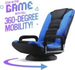 Swivel Floor Gaming Chair - Video Lounger Enjoy 6 Different Positions, Adjustable Backrest, Removable Arm Rests, Folds to Store, Stylish Blue with Black Center Stripe - Image 7