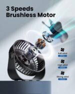 Gaiatop USB Desk Fan, 3 Speeds Strong Airflow, 5.5 Inch Portable 90° Rotate Quiet Cooling, Small Personal Table Fans for Bedroom Home Office Travel Black - Image 5