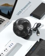 Gaiatop USB Desk Fan, 3 Speeds Strong Airflow, 5.5 Inch Portable 90° Rotate Quiet Cooling, Small Personal Table Fans for Bedroom Home Office Travel Black - Image 7