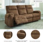 Signature Design by Ashley Edenwold Contemporary Faux Leather Manual Reclining Sofa, Dark Brown - Image 5