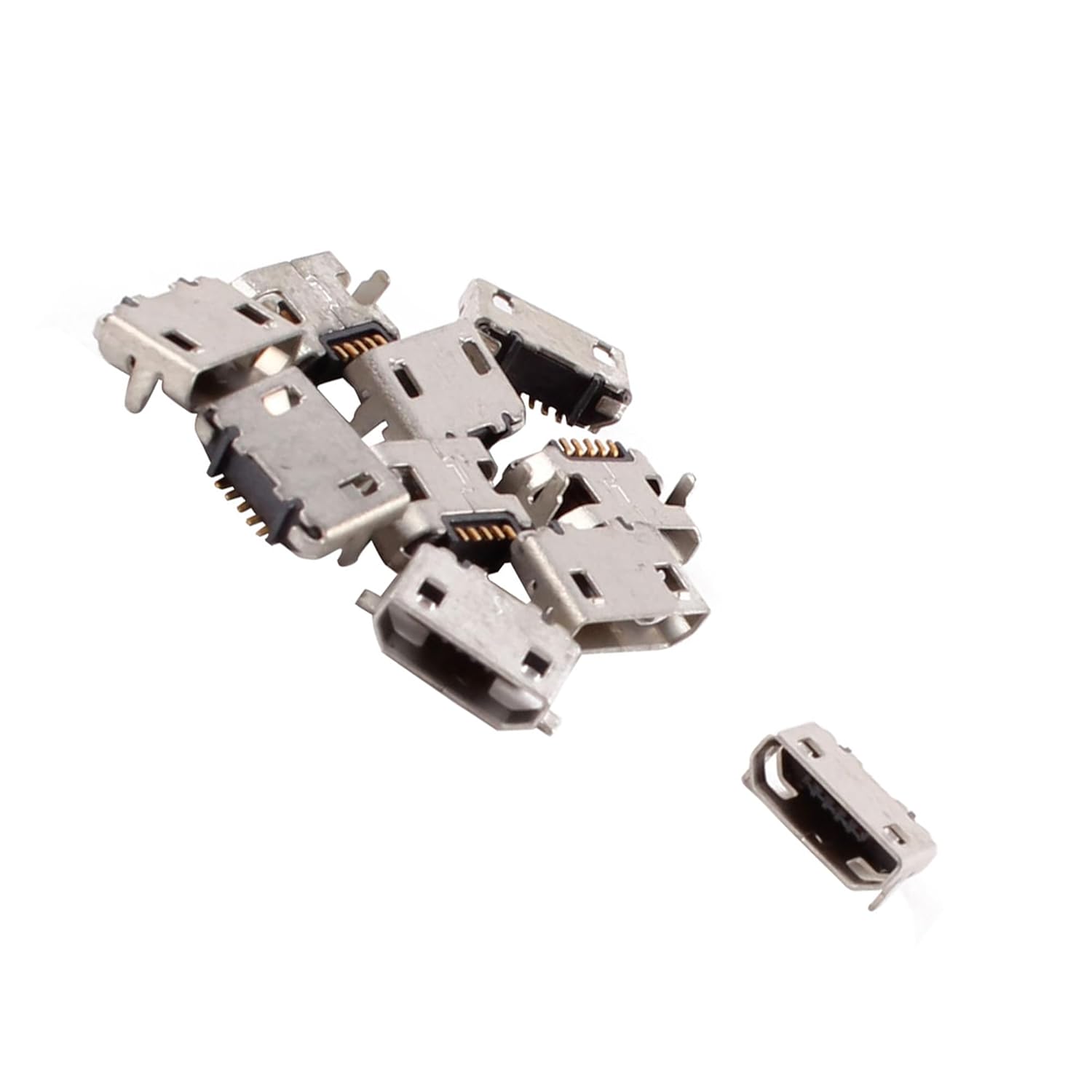 uxcell 10 Pcs USB Standard Micro Type B Female Jack 5 Pin, Metal Charging Port Socket Angle Dip Repair Replacement Parts for SMT Solder Plug Connector Smartphone Accessories - Image 4