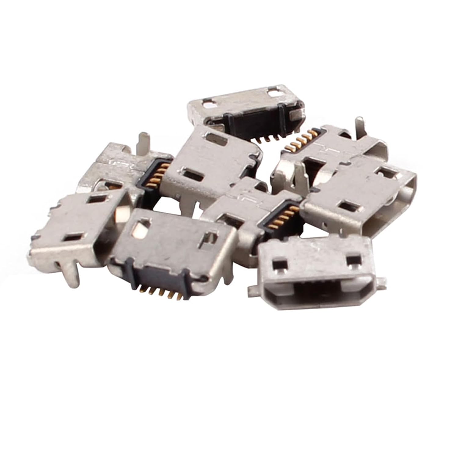 uxcell 10 Pcs USB Standard Micro Type B Female Jack 5 Pin, Metal Charging Port Socket Angle Dip Repair Replacement Parts for SMT Solder Plug Connector Smartphone Accessories - Image 5