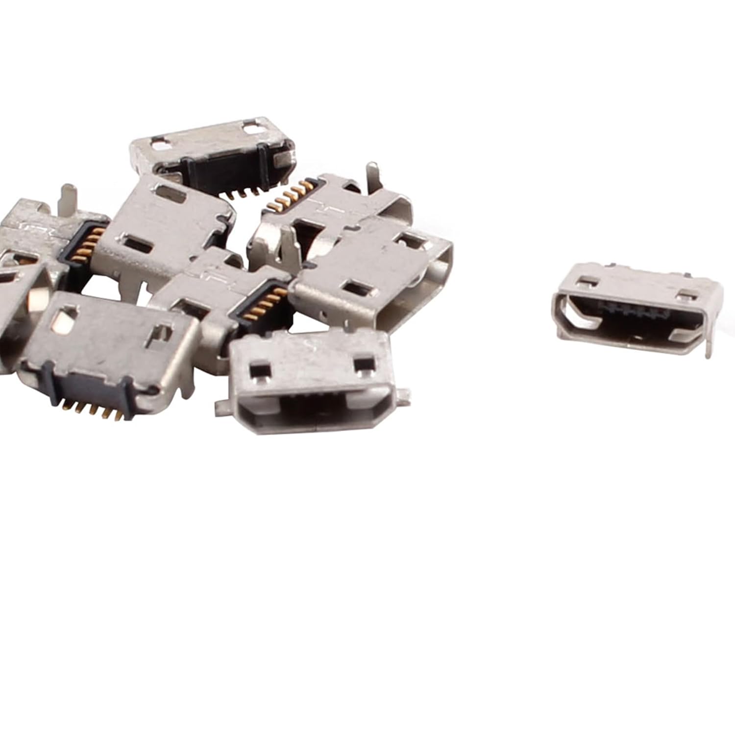 uxcell 10 Pcs USB Standard Micro Type B Female Jack 5 Pin, Metal Charging Port Socket Angle Dip Repair Replacement Parts for SMT Solder Plug Connector Smartphone Accessories - Image 6