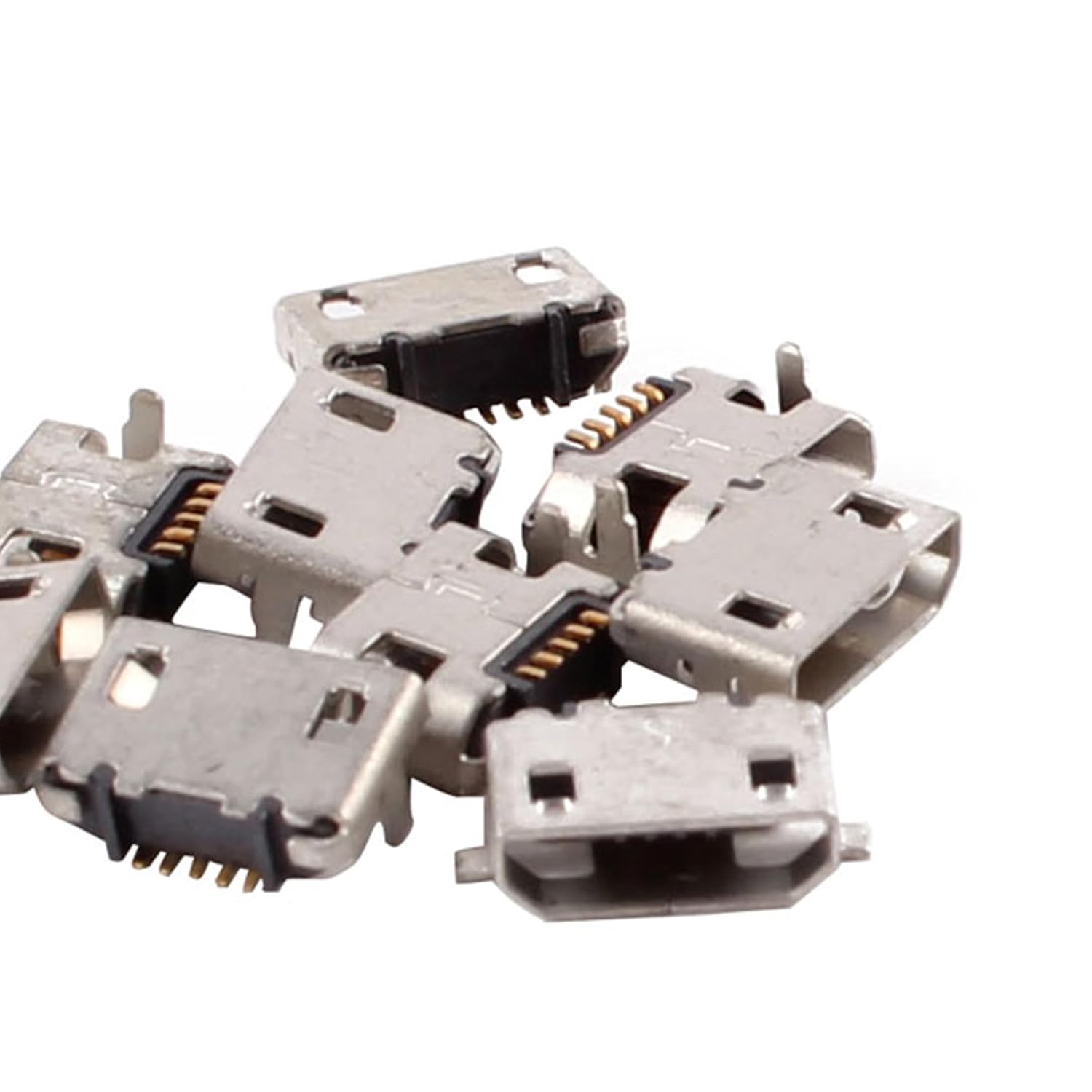 uxcell 10 Pcs USB Standard Micro Type B Female Jack 5 Pin, Metal Charging Port Socket Angle Dip Repair Replacement Parts for SMT Solder Plug Connector Smartphone Accessories - Image 7