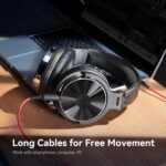 OneOdio Wired Over Ear Headphones Hi-Res Studio Monitor & Mixing DJ Stereo Headsets with 50mm Drivers and 1/4 to 3.5mm Jack for AMP Computer Recording Podcast Keyboard Guitar Laptop - Black - Image 5