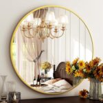 HARRITPURE Round Mirror 30 Gold Wall Mounted Circle Mirrors Vanity Mirror with Brushed Aluminum Alloy Frame Modern Decoration for Bathroom, Living Room, Vanity, Bedroom, Entryway - Image 3