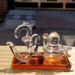Crystal Glass OM with Shiving Showpiece for Home Decor, Car Dashboard and Gifting Purpose with Sticky Tape(3" x 1.5" Inch, Orange) - Image 4