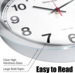 Geevon 12 Inch Atomic Wall Clock - Self-Setting Analog Clock with Automatic Time Sync - Battery Operated for Home Office School - Silver Frame - Image 4