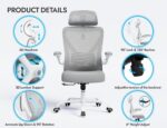 Ergonomic Office Chair: White Computer Desk Chair Comfy Gaming Chair for Adults - Office Chair with Lumbar Support & Headrest - Executive Office Rolling Chairs for Home Work (Grey) - Image 7