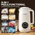 8-in-1 Automatic Nut Milk Maker Machine, 50oz Soy Milk Maker with 12 Blades, Nut Milk Maker Blender for Homemade Plant-Based Milk, Oat, Soy, with Self-Cleaning, Keep Warm, 12-Hour Delay - Image 3