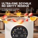 8-in-1 Automatic Nut Milk Maker Machine, 50oz Soy Milk Maker with 12 Blades, Nut Milk Maker Blender for Homemade Plant-Based Milk, Oat, Soy, with Self-Cleaning, Keep Warm, 12-Hour Delay - Image 5