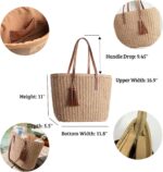 YXILEE Straw Bags For Women | M Size Travel Straw Totes Bag Woven Summer Handmade Shoulder Bag Handbag - Image 5