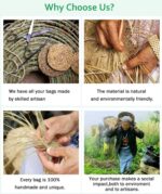 YXILEE Straw Bags For Women | M Size Travel Straw Totes Bag Woven Summer Handmade Shoulder Bag Handbag - Image 7