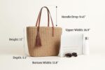 YXILEE Straw Bags For Women | M Size Travel Straw Totes Bag Woven Summer Handmade Shoulder Bag Handbag - Image 9
