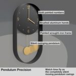 Driini Modern Pendulum Wall Clock - Decorative and Unique Metal Frame, with 8 Inch Face - Contemporary, Minimalist Design, with Silent Battery Operation - Includes Both Black and Gold Pendelum - Image 3