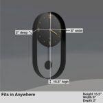 Driini Modern Pendulum Wall Clock - Decorative and Unique Metal Frame, with 8 Inch Face - Contemporary, Minimalist Design, with Silent Battery Operation - Includes Both Black and Gold Pendelum - Image 5