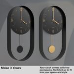 Driini Modern Pendulum Wall Clock - Decorative and Unique Metal Frame, with 8 Inch Face - Contemporary, Minimalist Design, with Silent Battery Operation - Includes Both Black and Gold Pendelum - Image 6