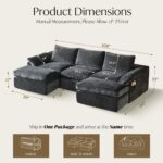 Vamcheer Modular Sectional Cloud Couch, Utra Soft U Shaped Couch with 2 Movable Ottoman, Deep Seat Boneless Couches for Living Room Bedroom, No Assembly Required, Grey - Image 3