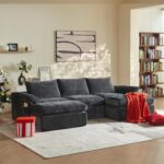 Vamcheer Modular Sectional Cloud Couch, Utra Soft U Shaped Couch with 2 Movable Ottoman, Deep Seat Boneless Couches for Living Room Bedroom, No Assembly Required, Grey - Image 5