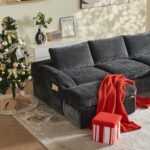 Vamcheer Modular Sectional Cloud Couch, Utra Soft U Shaped Couch with 2 Movable Ottoman, Deep Seat Boneless Couches for Living Room Bedroom, No Assembly Required, Grey - Image 7