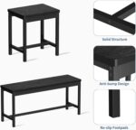 GarveeHome 5 PCs Dining Table Set for 6-8 People, 63 in Extendable Kitchen Table Set with 2 Benches and 2 Square Stools, Modern Dining Room Furniture Sets, Easy Assembly, Black - Image 7