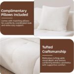 U-Shaped Sleeper Modular Sectional Sofa Bed Chaise, Boneless Convertible Block Cloud Tufted Floor Corner Couch Set with for Living Room No Assembly Required (Ivory +3 Seat & 1 Ottoman) - Image 10