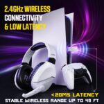 Wireless Gaming Headset with Noise Canceling Microphone for PS5, PC, PS4, 2.4G/Bluetooth Gaming Headphones with USB and Type-c Connector, Wired Mode for Controller Gamecube - Image 3