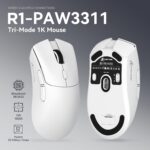 MAMBASNAKE Attack Shark R1 Wireless Gaming Mouse,PAW3311 Optical Sensor 18K DPI,59g Ultralight 2.4Ghz/BT/Wired Computer Mice for Win/Mac - White - Image 3